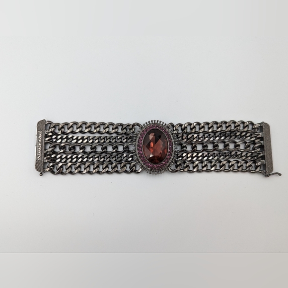 Givenchy Swarovski Crystal Multi Chain Gun Metal Bracelet - Picture 10 of 12